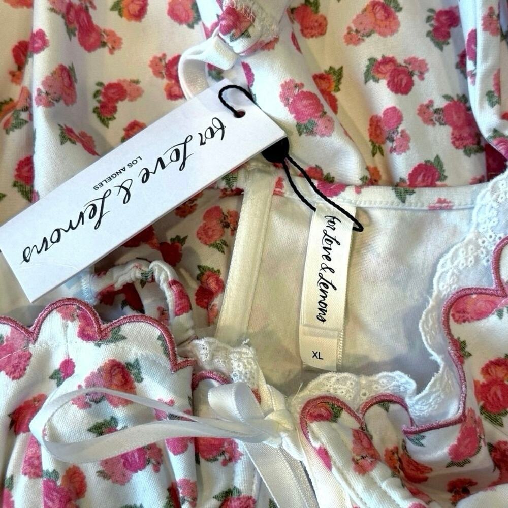 For Love & Lemons NWT Baby Blooms XL Pink Corset Floral Mini Dress - Picture 9 of 14